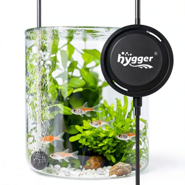 Hygger Aquarium Air Pump Quiet 25L H Plastic Black HG237-0