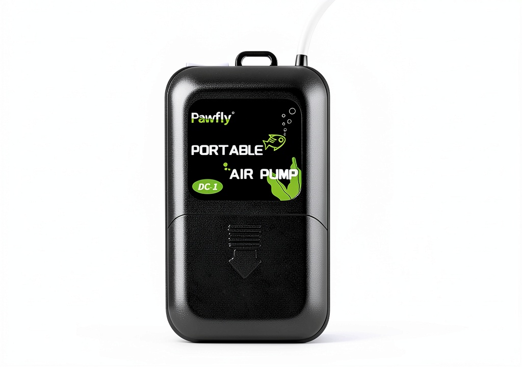 Pawfly Aquarium Battery Pump operating in 20-gallon home aquarium during power outage test