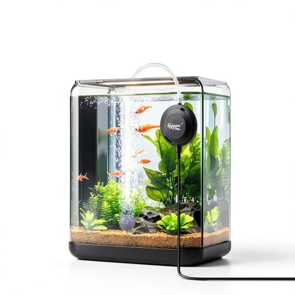 Hygger Aquarium Air Pump Quiet 25L H Plastic Black HG237-3