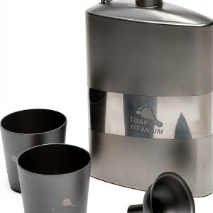Toaks Titanium Flat Flask Ultralight Camping Hydration Set-0