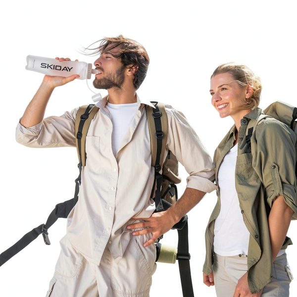 SKIDAY Collapsible Water Bottle BPA Free 500ml Running Flask-1