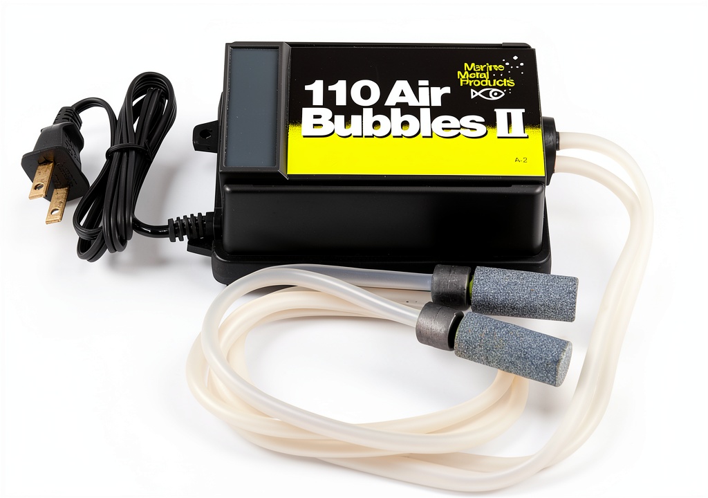 Installing Marine Metal Aquarium Air Pump Marine Metal Automatic Bubbler Fishing on a wooden desk
