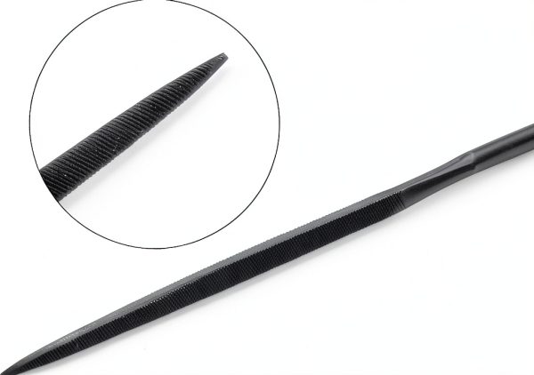 Second Cut Steel Triangular Needle File with Plastic Handle 4mm x-2